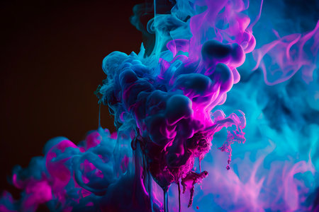 Colorful ink in water on a black background. Abstract background. Generative AIの素材