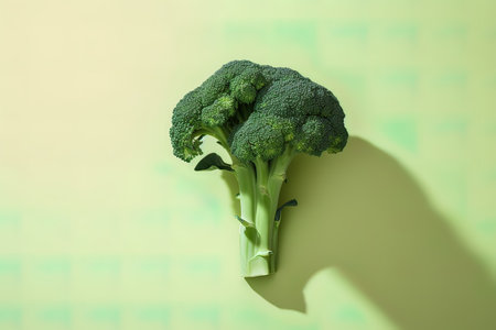 Broccoli on a green background. Close-up. Selective focus. Generative AIの素材
