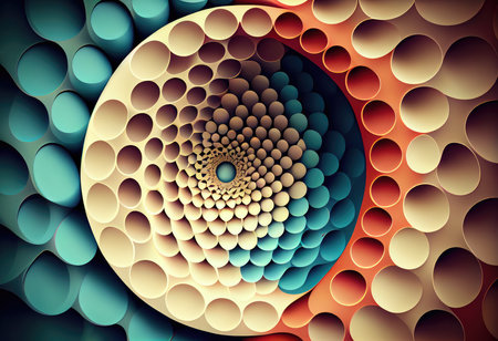 Abstract colorful background with concentric circles. Generative AIの素材