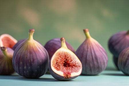Fresh figs on a blue background. Selective focus. Generative AIの素材