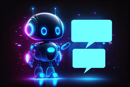 Robot with speech bubble. Artificial intelligence concept. Generative AIの素材