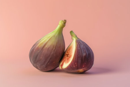 Fresh figs on pastel pink background. Healthy food concept. Generative AIの素材