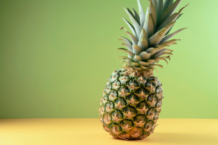 Pineapple on yellow and green background with copy space. Generative AIの素材