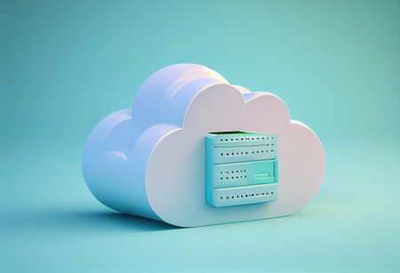 Cloud computing concept with server on blue background. Generative AIの素材