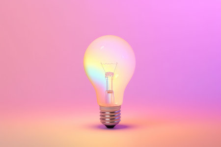 Light bulb on a pink background. Creative Design, Copy Space. Generative AIの素材