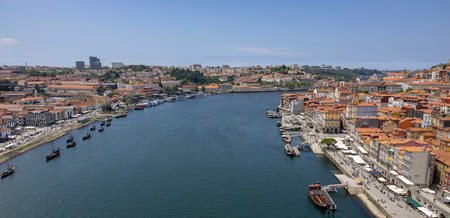 Porto, Portugal - 31.05.2023: Panoramic view of Douro river in Porto, Portugal