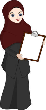 Muslim holding white board vector imageのイラスト素材