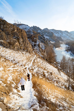 Beautiful mountain scenery on a sunny dayの写真素材