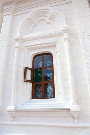 Decorative window of an Orthodox churchの写真素材