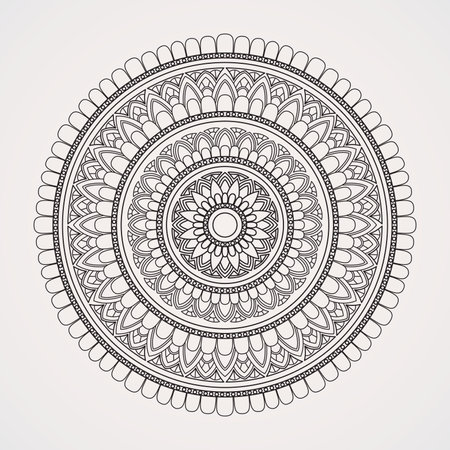 Flower-shaped mandalas with many graceful petals suitable for henna, tattoos, coloring books and moreのイラスト素材