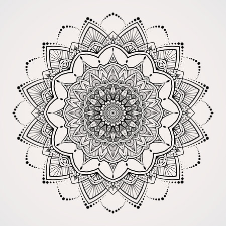 Charming Grand Day Carnival Mandala with a mix of ornamental dots and shapesのイラスト素材