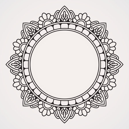 Circular mandala border floral decoration and ornamentのイラスト素材