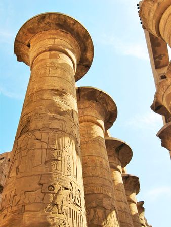 Grandiose colonnade of hypostyle hall in the Temple of Amun-Ra in Karnak. Thebean Vally, Luxor, Egypt.の写真素材