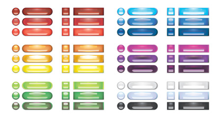 A collection of rainbow blank web buttonsのイラスト素材