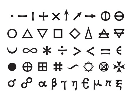 Mystique Symbols set I. Basic Elements and Mathematical Signsのイラスト素材