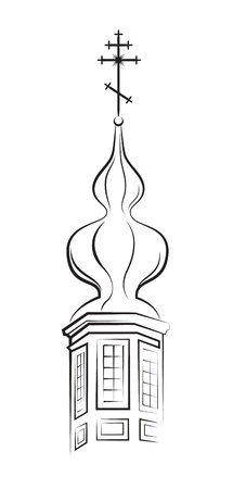 Pear-shaped Dome of Orthodox Church. Outline Vector EPS-8.のイラスト素材