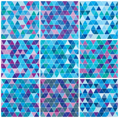 Bright blue winter triangle decorative background seamless pattern setのイラスト素材