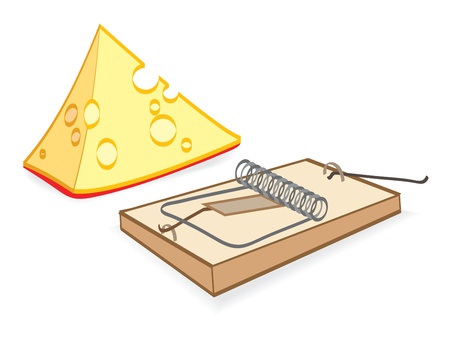A piece of cheese and mouse trap. Vector illustration EPS-8のイラスト素材