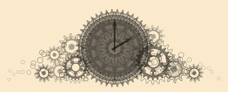 Retro Clock. Pale beige Retro vector illustration.のイラスト素材
