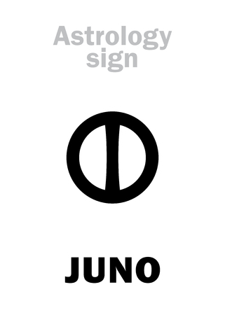 Astrology Alphabet: JUNO, asteroid / hypothetical destroyed planet (beside Jupiter, now Asteroids belt). Hieroglyphics character sign (single symbol).のイラスト素材