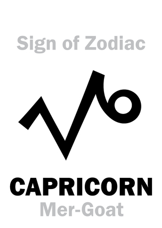 Astrology Alphabet: Sign of Zodiac CAPRICORN (The Mer-Goat). Hieroglyphics character sign (single symbol).のイラスト素材