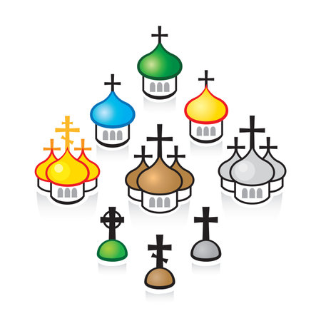 Christian Orthodox churches. Religious temples, architectural structures.のイラスト素材