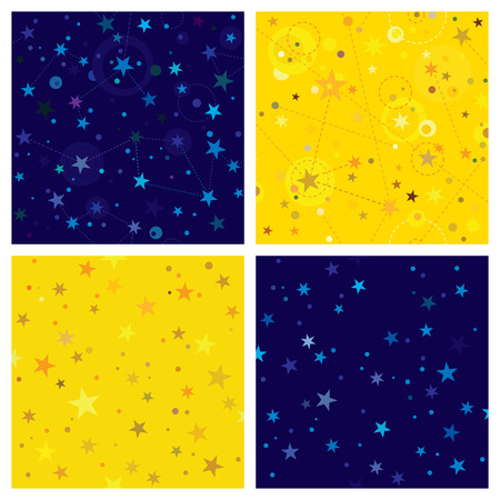 Golden Stars And Starry Night seamless dreams patternsのイラスト素材