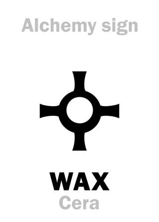 Alchemy Alphabet: WAX (Cera), beeswax, also: paraffin ("mineral wax"). Alchemical sign, Medieval symbol.のイラスト素材