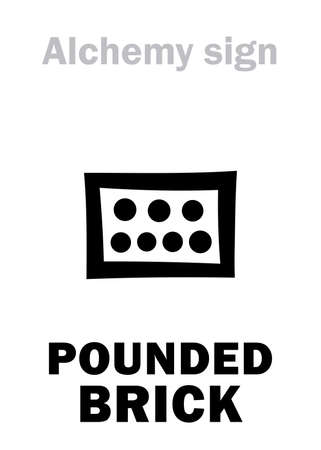 Alchemy Alphabet: Pounded BRICK (Later cibratus, Farina laterum), powdered brick. Chemical matter, Alchemical sign, Medieval symbol.のイラスト素材