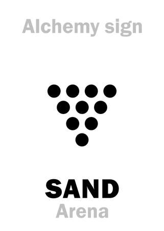Alchemy Alphabet: SAND (Arena, harena; Silica, Silicea), also: Quartz. Impure Silicon dioxide, Silicium dioxide: Chemical formula=[SiOâ]. Alchemical sign, Medieval symbol.のイラスト素材