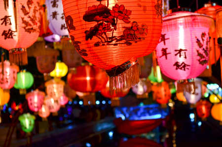 Colourful lanterns of chinese new year in thailand.の写真素材