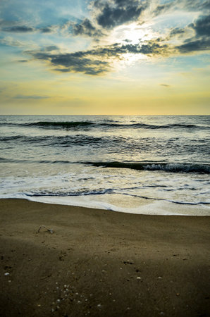 Tropical beach at beautiful sunset. Nature backgroundの写真素材