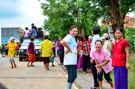 NAKHONRATCHASIMA, THAILAND - MAY 05, 2012: Ordination for men, which is the case of District Buddhists in Thailand, the legendary long.のeditorial素材