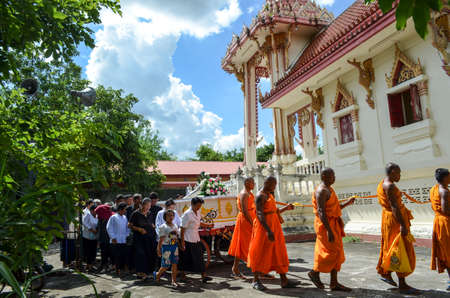 NAKHONRATCHASIMA, THAILAND - JUNE 27, 2012: Funerals and religious ceremonies in the provinces of Thailand.のeditorial素材
