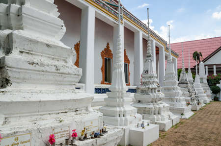 White stupa containing the bones of the dead in the temple, Thailand (Public Places).の写真素材