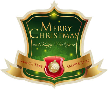 Christmas label for greeting cards, banners, presentations, decorations. Easy to edit all pieces are separated.のイラスト素材