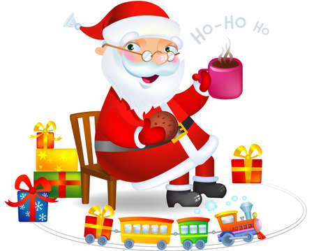 Christmas greeting card with Santa Claus Cartoonのイラスト素材