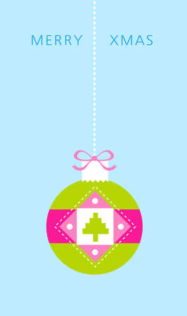 Christmas ball hanging on blue backgroundのイラスト素材