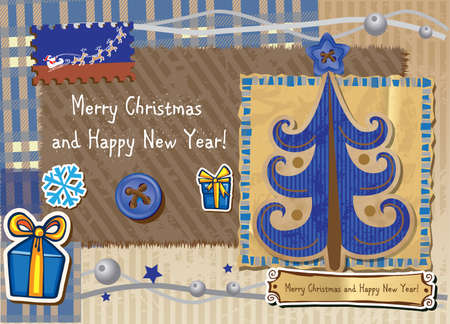 Christmas decoration in scrapbook style.のイラスト素材