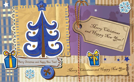 Christmas decoration in scrapbook style.のイラスト素材