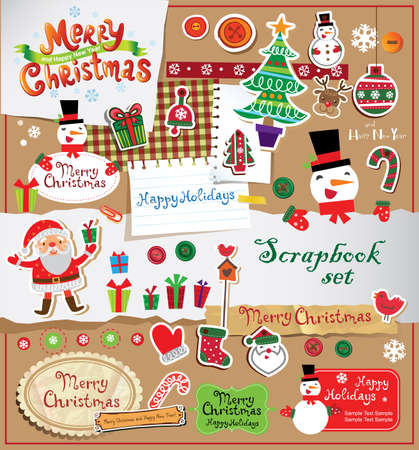 Christmas decoration collection for scrapbook style.のイラスト素材