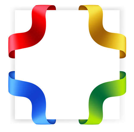 Set of shiny satin ribbon corners on white backgroundのイラスト素材