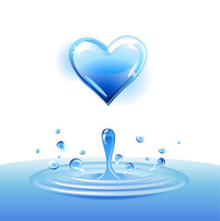 Vector water drop in heart shapeのイラスト素材