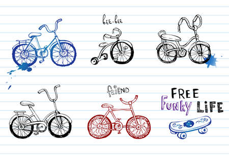 Hand drawn bicycles.のイラスト素材