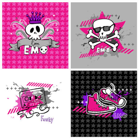 Emo vector banners, suitable for t-shirt printのイラスト素材