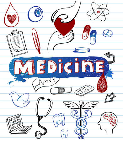 Doodle hospital iconsのイラスト素材