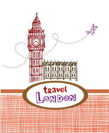 Greeting card welcome to London with main symbol of London - Big Ben.のイラスト素材