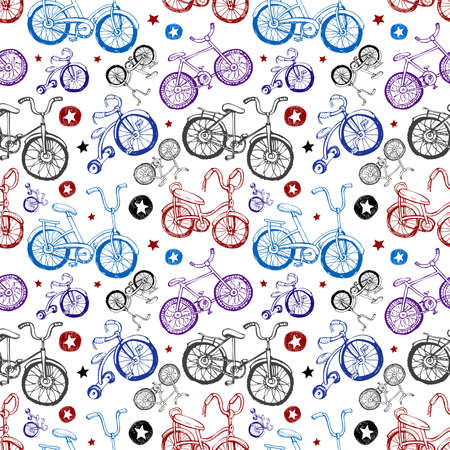 Seamless background with bicyclesのイラスト素材
