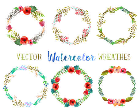 Vector watercolor wreathes.のイラスト素材