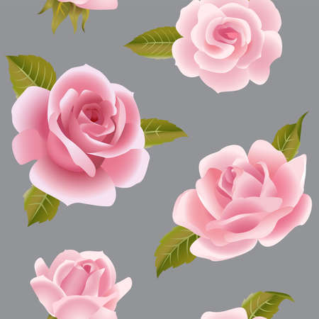 Seamless background with pink roses.のイラスト素材